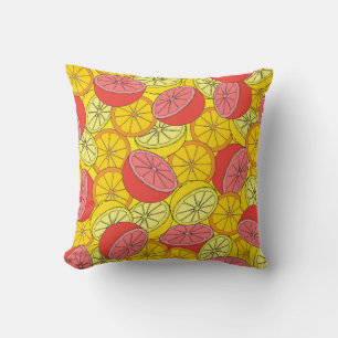 Citrus Fruits Bright Seamless Pattern Throw Pillow