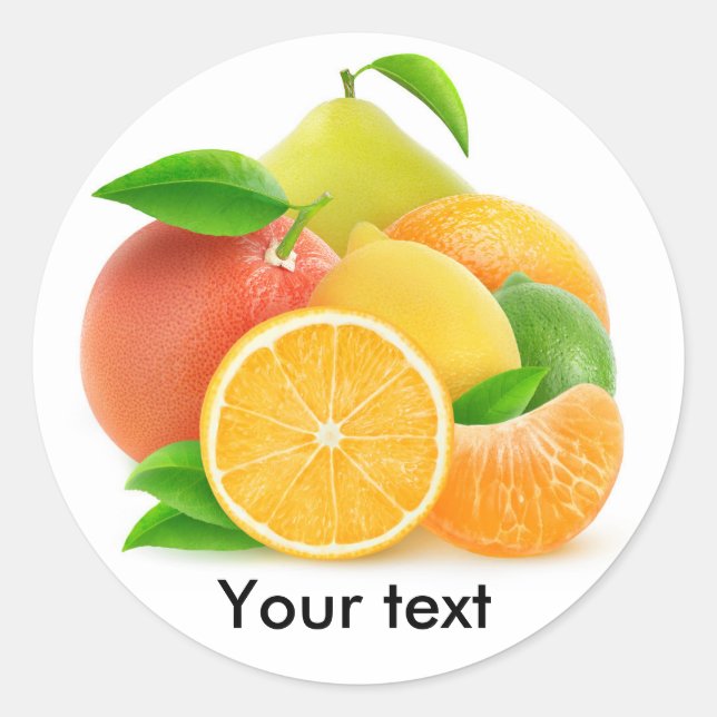 Citrus fruits classic round sticker (Front)