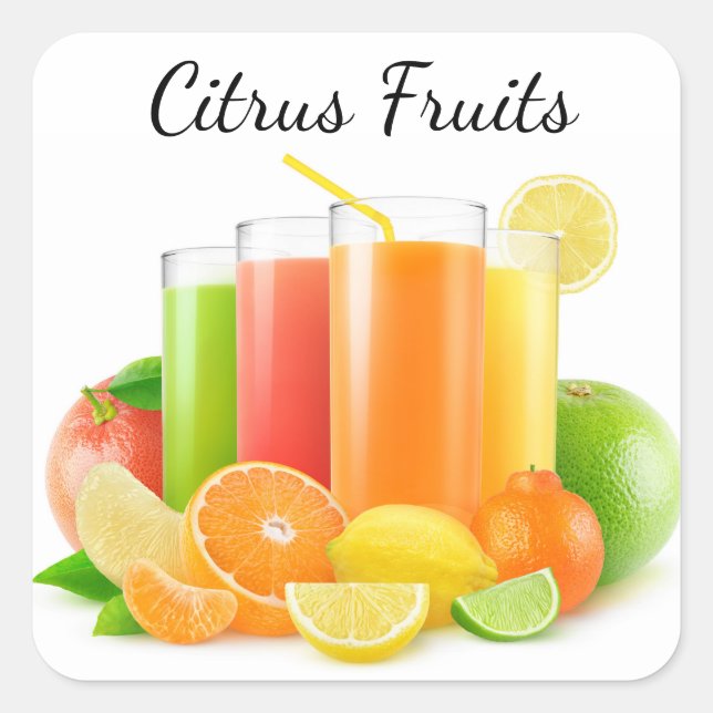 Citrus fruits juices square sticker (Front)