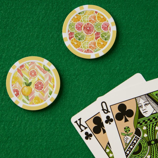 Citrus Fruits Lime Lemon Orange Grapefruit Poker Chips (Poker Table (Double))