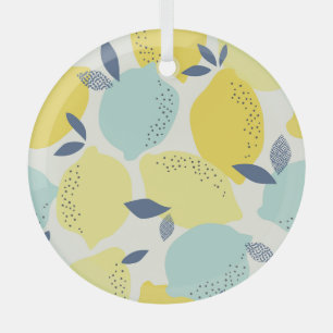 Citrus fruits, vibrant seamless pattern. glass ornament