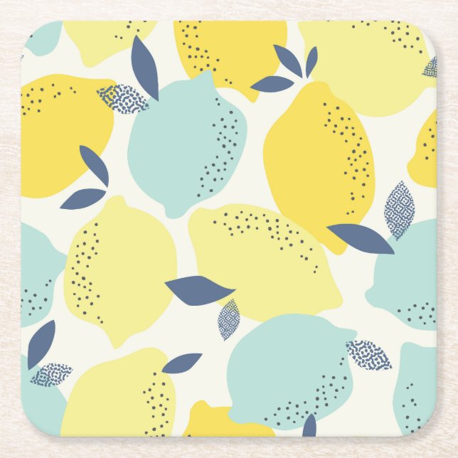 Citrus fruits, vibrant seamless pattern. square paper coaster (Front)