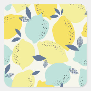 Citrus fruits, vibrant seamless pattern. square sticker