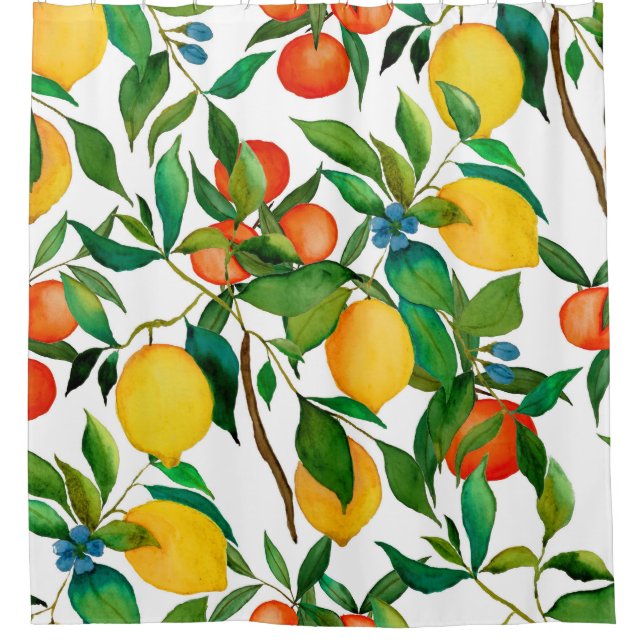 Citrus fruits, vibrant watercolor pattern. (Front)