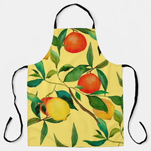 Citrus fruits, vibrant watercolor pattern. apron