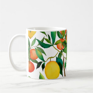 Citrus fruits, vibrant watercolor pattern. coffee mug
