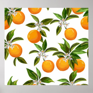 Citrus Fruits: Vintage Digital Illustration Poster