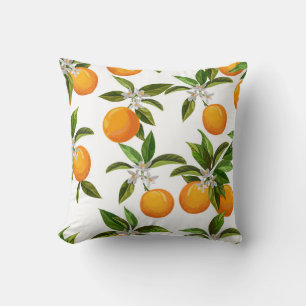 Citrus Fruits: Vintage Digital Illustration Throw Pillow