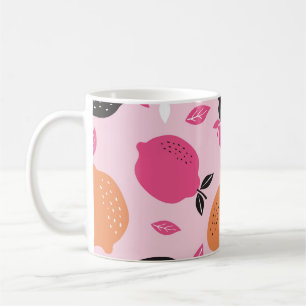 Citrus fruits, vintage textile pattern. coffee mug