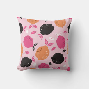 Citrus fruits, vintage textile pattern. throw pillow