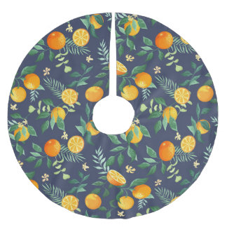 Citrus Fusion: Oranges with Tropical Flair Brushed Polyester Tree Skirt