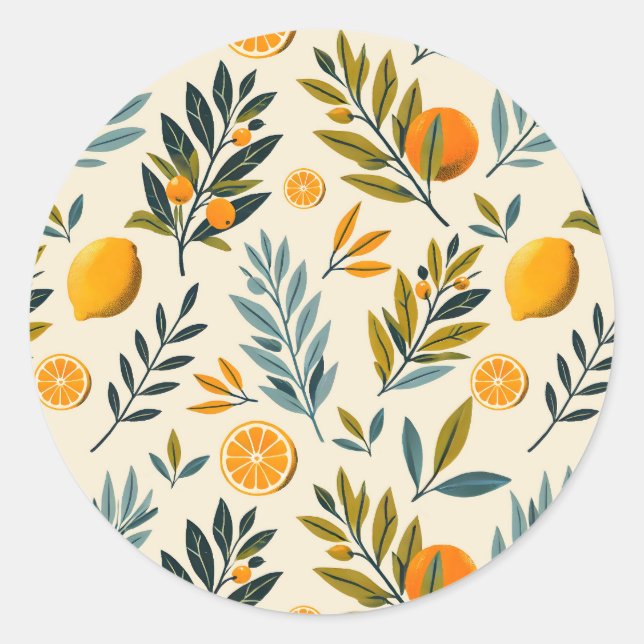 Citrus Garden Classic Round Sticker (Front)