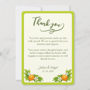 Citrus Garden Orange & Lemon Wedding Thank You Card