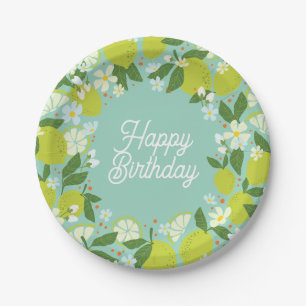 Citrus Garden Paper Plate - Mint Green