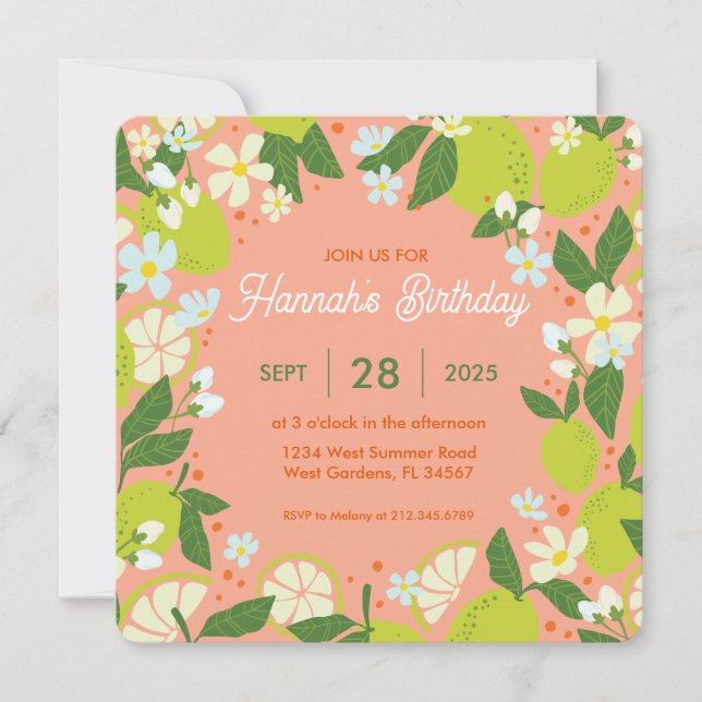 Citrus Garden Party Invitation - Editable Design (Front)