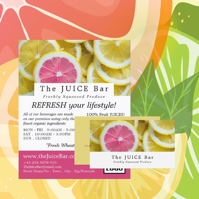 Citrus Grapefruit Slices, Juice Bar Advertising Flyer (Creator Uploaded)
