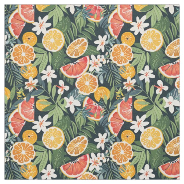 Citrus & Grapefruit Tropical Pattern Fabric (Swatch)