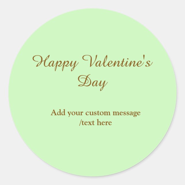 Citrus green brown happy Valentine's day simple  Classic Round Sticker (Front)