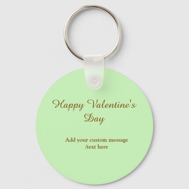 Citrus green brown happy Valentine's day simple  Keychain (Front)