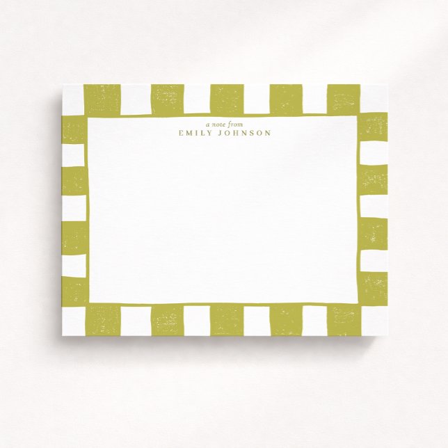 Citrus Green Chequered Note Card (Creator Uploaded)