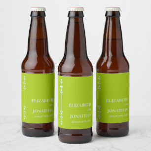Citrus Green & Coastal Blue Wedding Beer Bottle Label