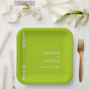 Citrus Green & Coastal Blue Wedding Paper Plate