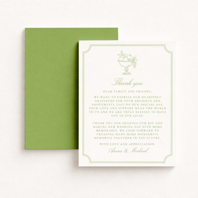 Citrus Green Double Frame  Wedding Thank You card (Creator Uploaded)