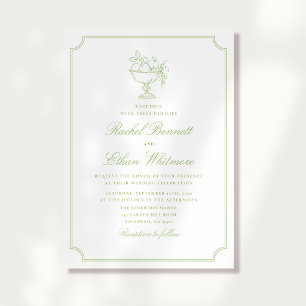 Citrus Green Elegant Frame Wedding Invitation