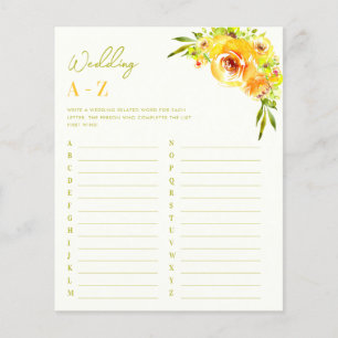 Citrus Green Floral Wedding A-Z Bridal Shower Game