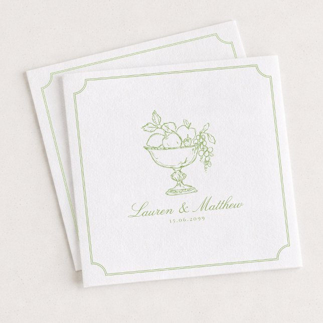 Citrus Green Fruit Bowl Frame Wedding Napkins (Creator Uploaded)