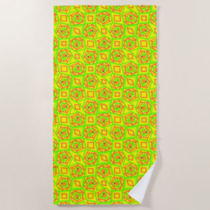 Citrus Green Orange Yellow Ombre Abstract Design  Beach Towel