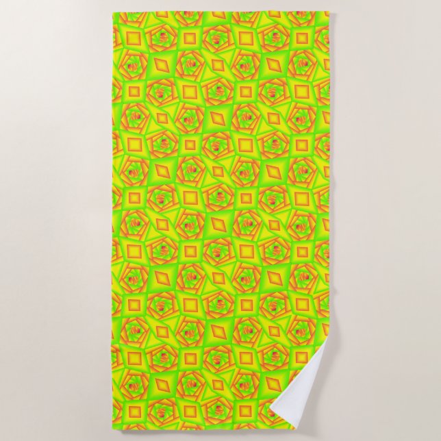 Citrus Green Orange Yellow Ombre Abstract Design  Beach Towel (Front)