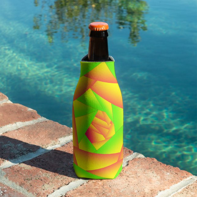 Citrus Green Orange Yellow Ombre Abstract Design  Bottle Cooler (In Situ Pool)