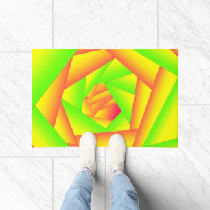 Citrus Green Orange Yellow Ombre Abstract Design  Doormat