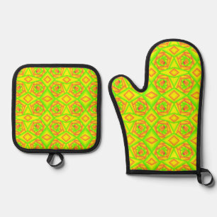 Citrus Green Orange Yellow Ombre Abstract Design  Oven Mitt & Pot Holder Set