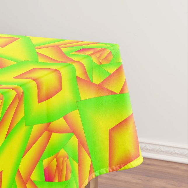 Citrus Green Orange Yellow Ombre Abstract Design  Tablecloth (In Situ)