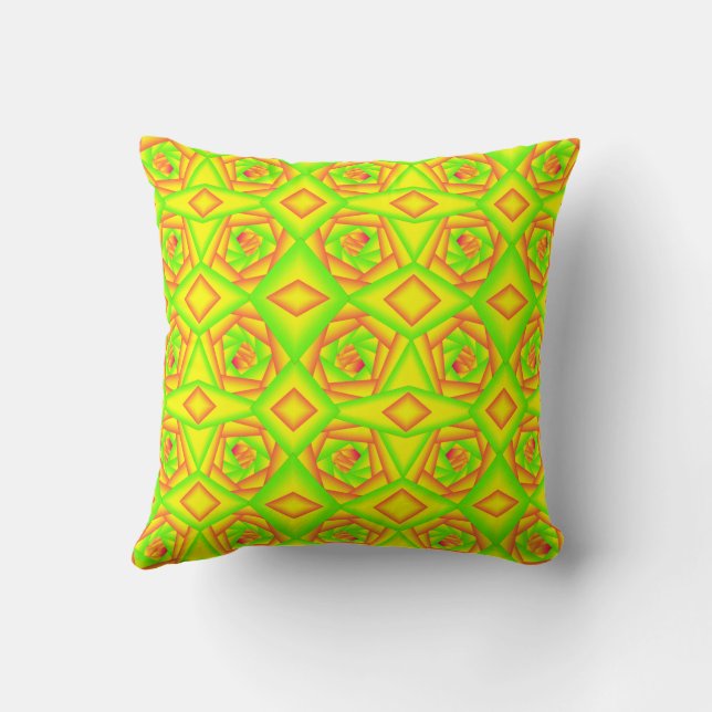 Citrus Green Orange Yellow Ombre Abstract Design  Throw Pillow (Back)
