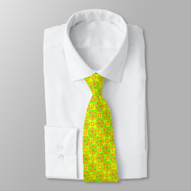 Citrus Green Orange Yellow Ombre Abstract Design  Tie (Tied)