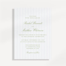 Citrus Green Stripe Elegant Wedding Invitation