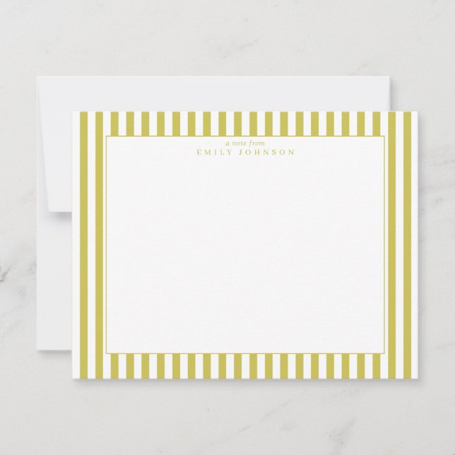Citrus Green Striped Note Card (Front)