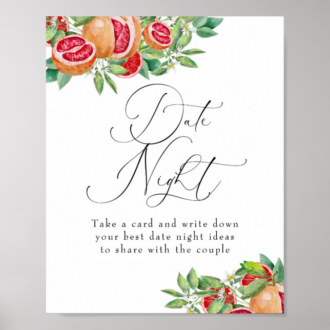 Citrus Greenery | Date Night | Bridal Shower Sign (Front)