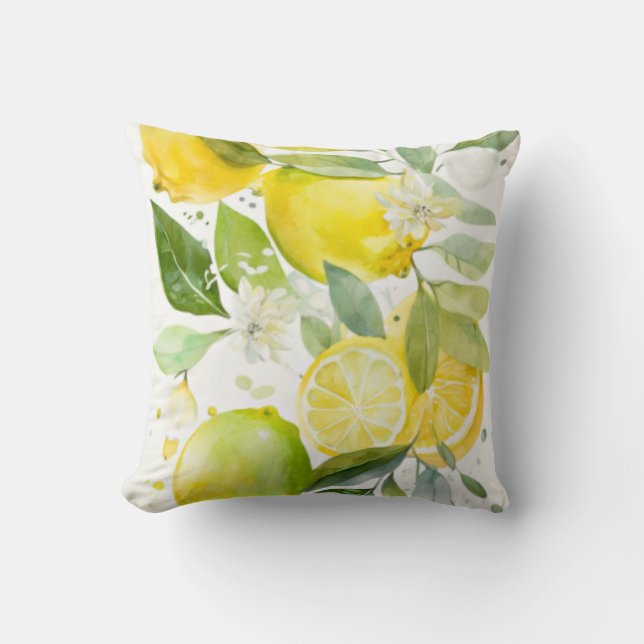 Citrus greenery throw pillow (Front)