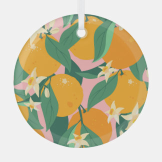 Citrus Hand-Drawn Vintage Style Glass Ornament