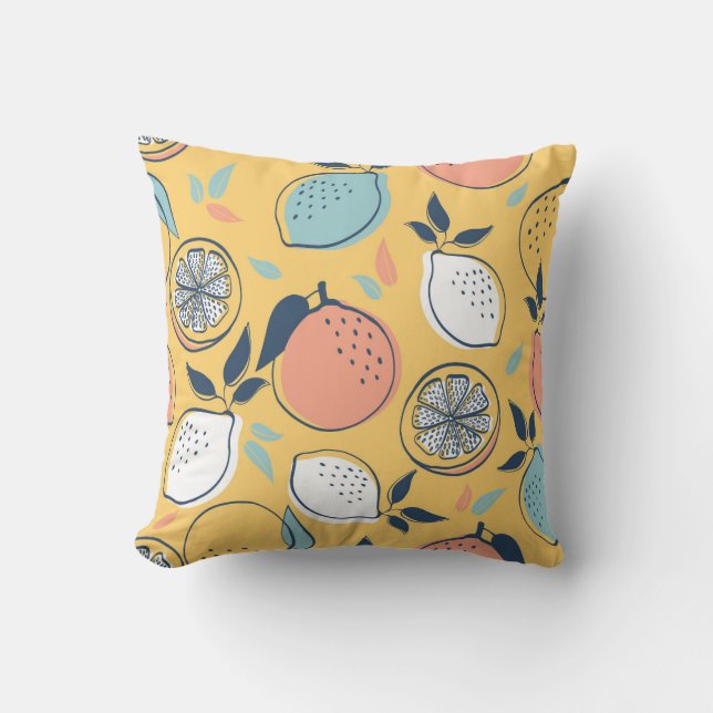 Citrus Harvest Delight Throw Pillow (Front)