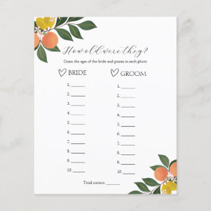 Citrus How Old Were They Bridal Shower Game 