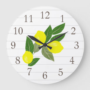 Citrus jaune citron rayures mural Horloge