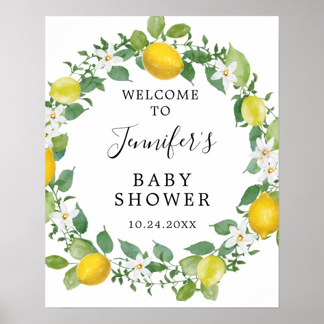 Citrus Lemon Baby shower à thème Affiche de bienve (Devant)