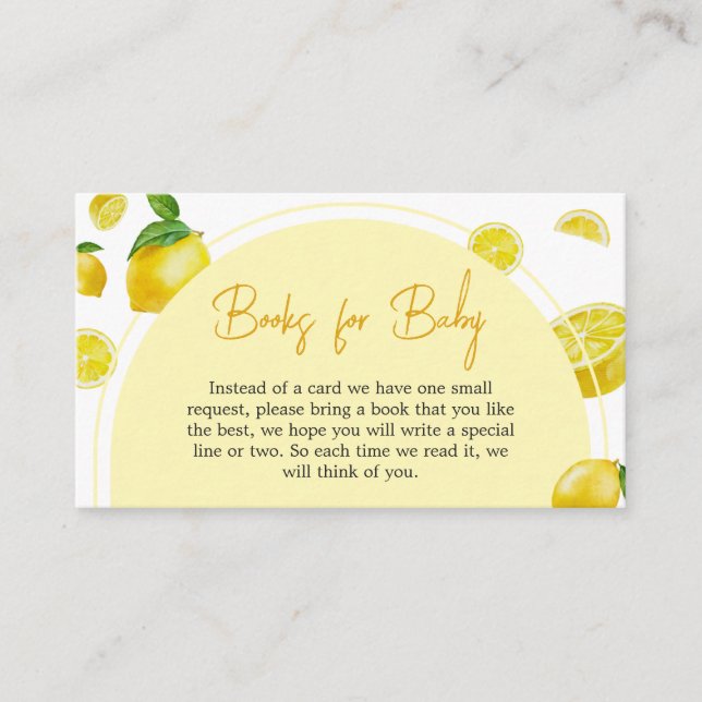 Citrus Lemon Baby Shower Books for Baby Enclosure Card (Front)