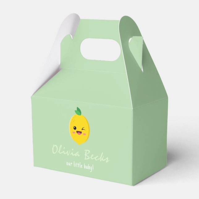 Citrus Lemon Baby Shower Favor Box (Front Side)