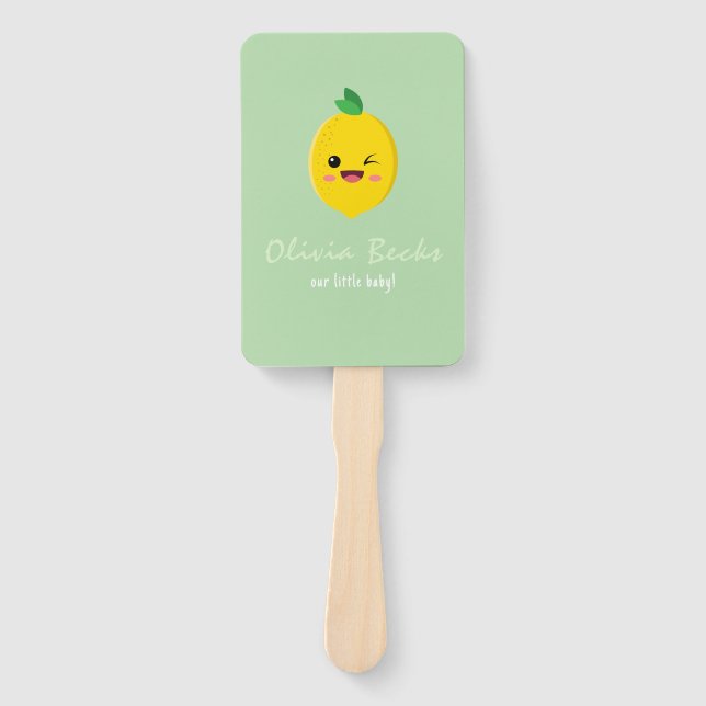 Citrus Lemon Baby Shower Hand Fan (Front)